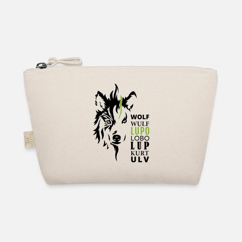 GOWILD wolf motif - with 7 languages Organic Pouch