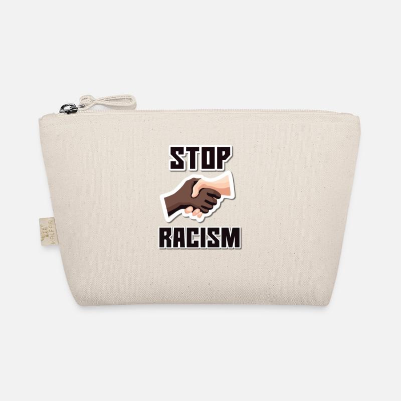 Stop Racism Hand shake black Organic Pouch