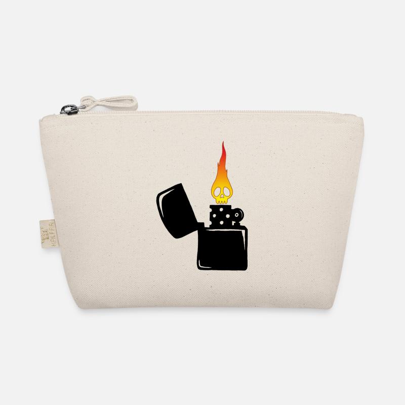 Flammenschädel und schwarzes Feuerzeug Bio-Täschchen