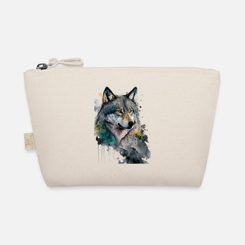 Wolf Wasserfarben Kunst Malerei Aquarell - Bio-Täschchen - Natur
