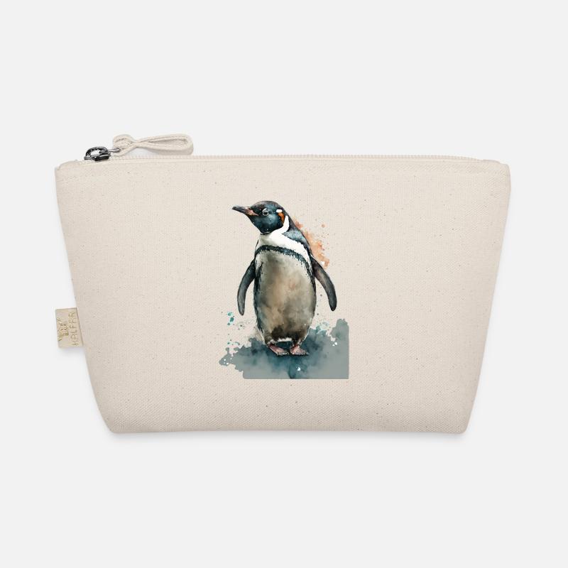 Pinguin Aquarell Wasserfarben Gemälde - Bio-Täschchen - Natur