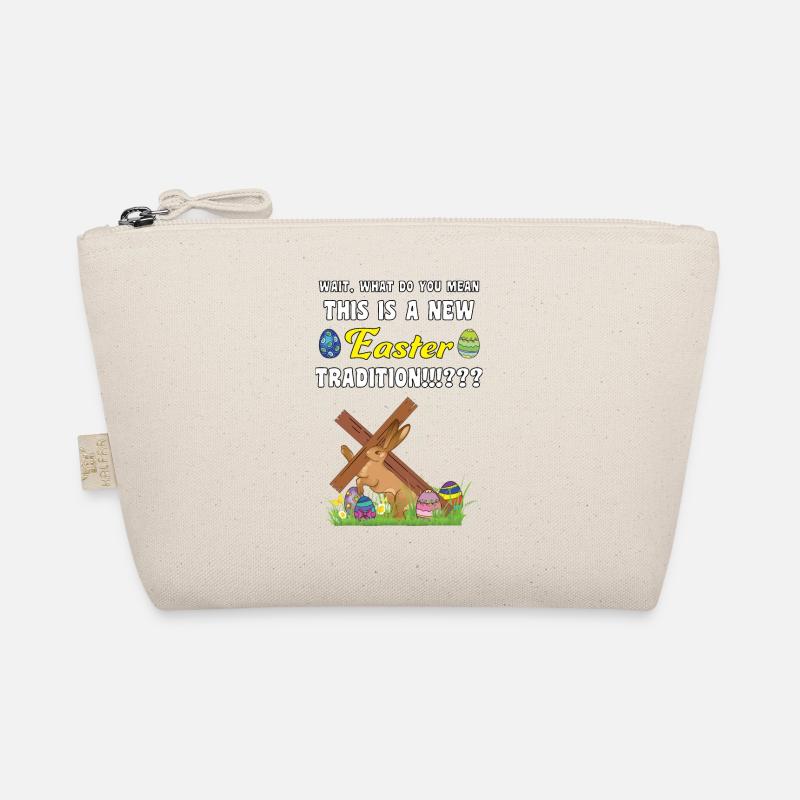 Easter, surprised easter rabbit with wooden cross Organic Pouch