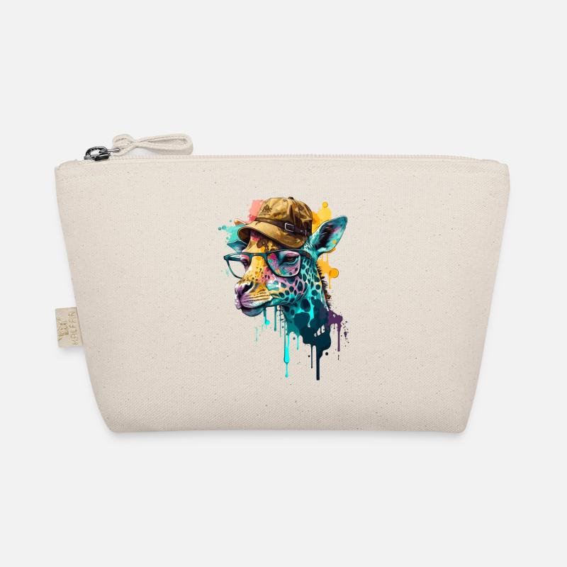 Giraffe head colorful with hat and glasses in trend Organic Pouch