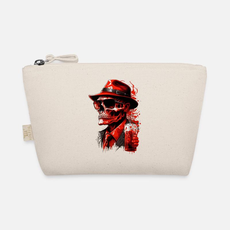 Cool Gangster Mafia Skull with Beer Organic Pouch