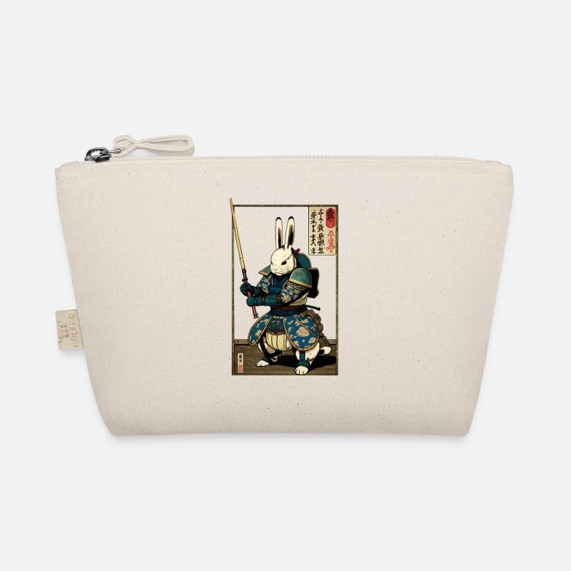 Japanese rabbit in samurai armor in ukiyo-e style Organic Pouch