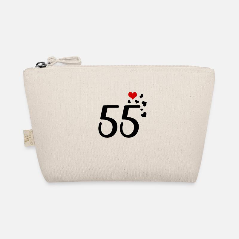 55. Geburtstag Jubiläum Herzen 55 - Bio-Täschchen - Natur