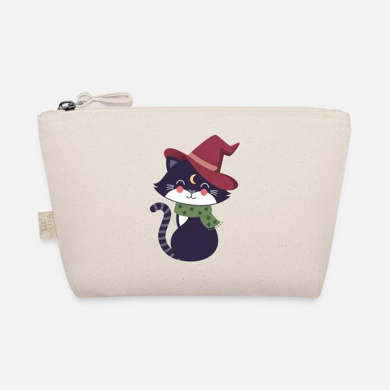 black cat with magic hat Organic Pouch