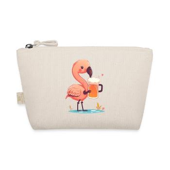 Süßer lustiger Flamingo mit Bier - Bio-Täschchen - Natur - Vorne