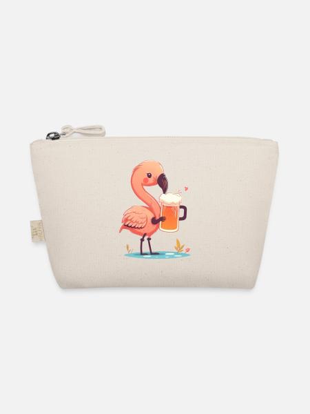 Sweet funny flamingo with beer - Organic Pouch - nature - Front