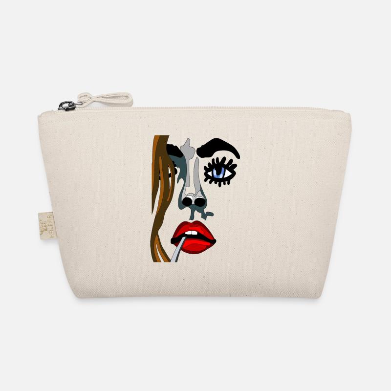 Eyes on model face with red lips Organic Pouch