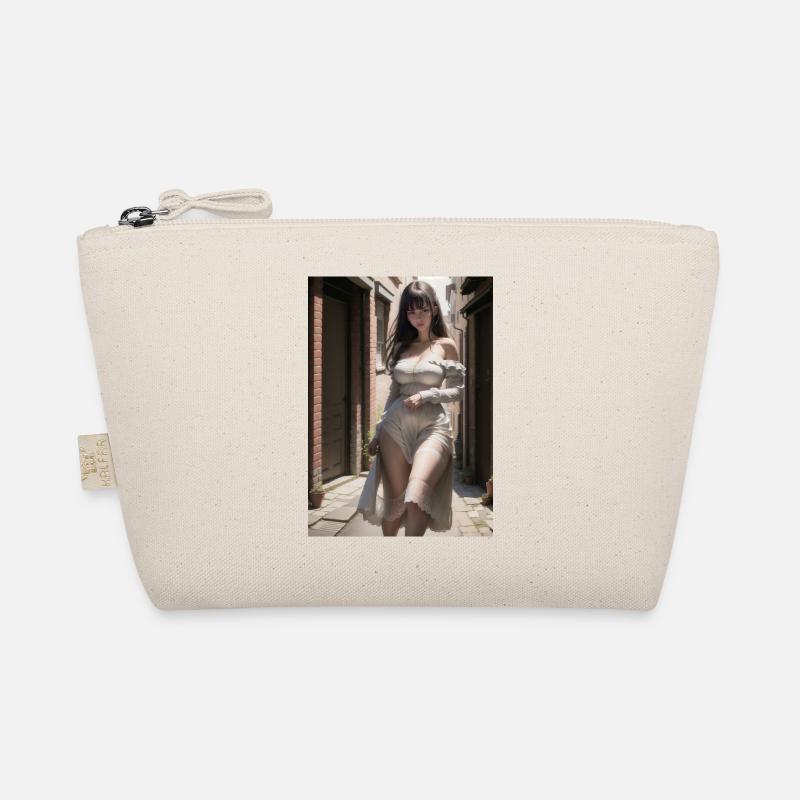 Frau in einer Gasse, Stadt, generierte KI Bio-Täschchen