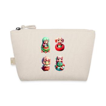 Kawaii Strawberry Mermaids - Organic Pouch - nature - Front