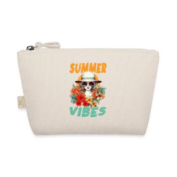 Sommer Frau Sonnenbrille Hut Blumen Sonne Vintage - Bio-Täschchen - Natur - Vorne