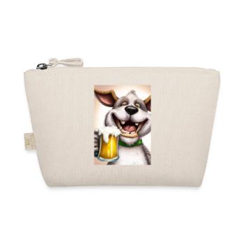 Lustiger Hund mit Bier - Bio-Täschchen - Natur - Vorne