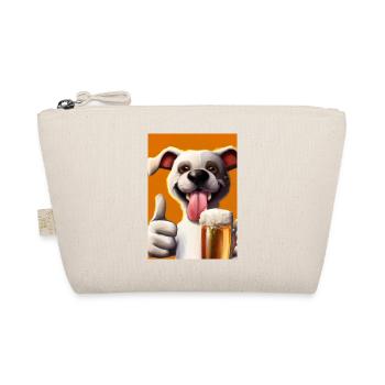 Lustiger Hund mit Bier - Bio-Täschchen - Natur - Vorne
