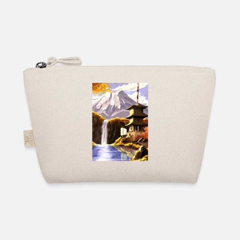 Japan Tower Wasserfall Gemälde Bio-Täschchen