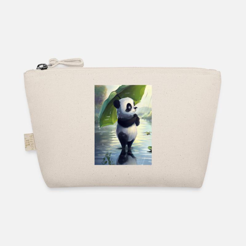 Panda mit Blattschirm Bio-Täschchen