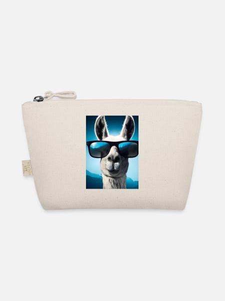 Lama mit Sonnenbrille - Bio-Täschchen - Natur - Vorne