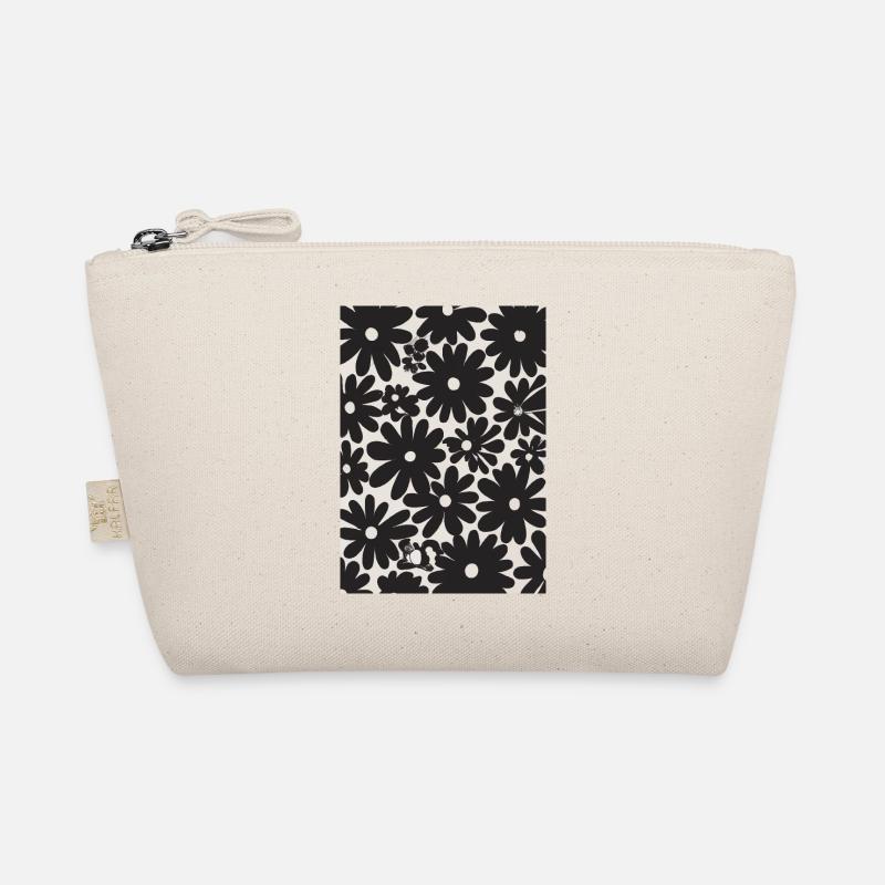 Schwarze Blumen-Muster Bio-Täschchen