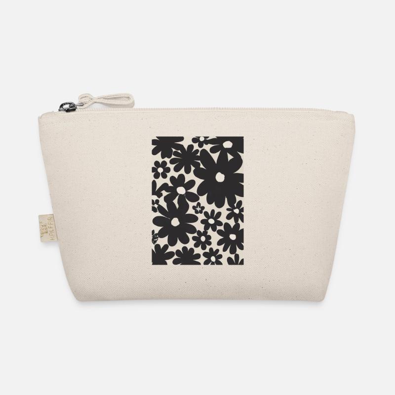 Schwarze Blumen-Muster Bio-Täschchen