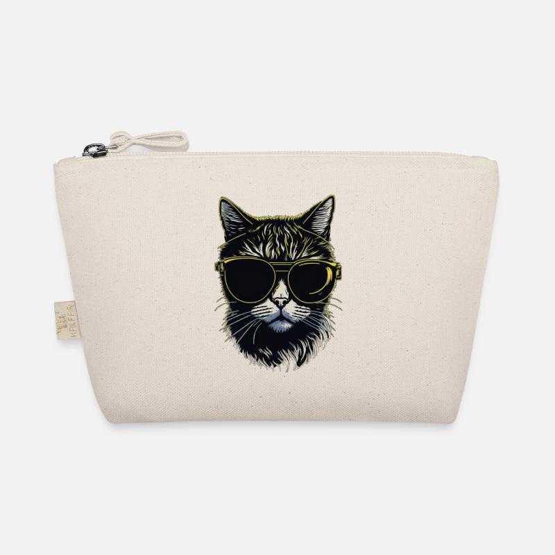 Katze mit Brille - Bio-Täschchen - Natur