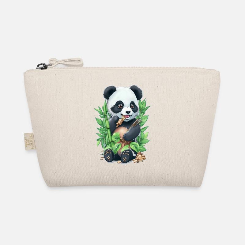 Panda Bär ißt Bambus - Bio-Täschchen - Natur