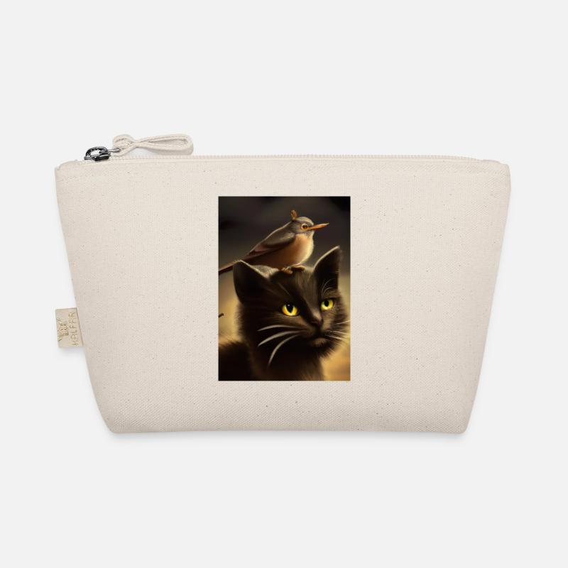 Vogel sitzt auf Katze Bio-Täschchen