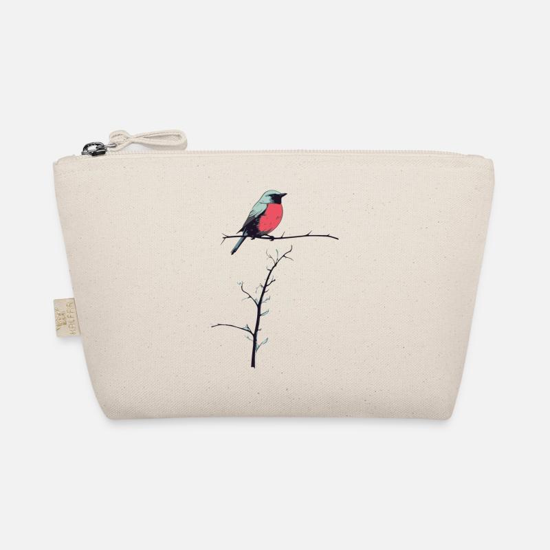 Farbenfroher Vogel auf Winterast Bio-Täschchen