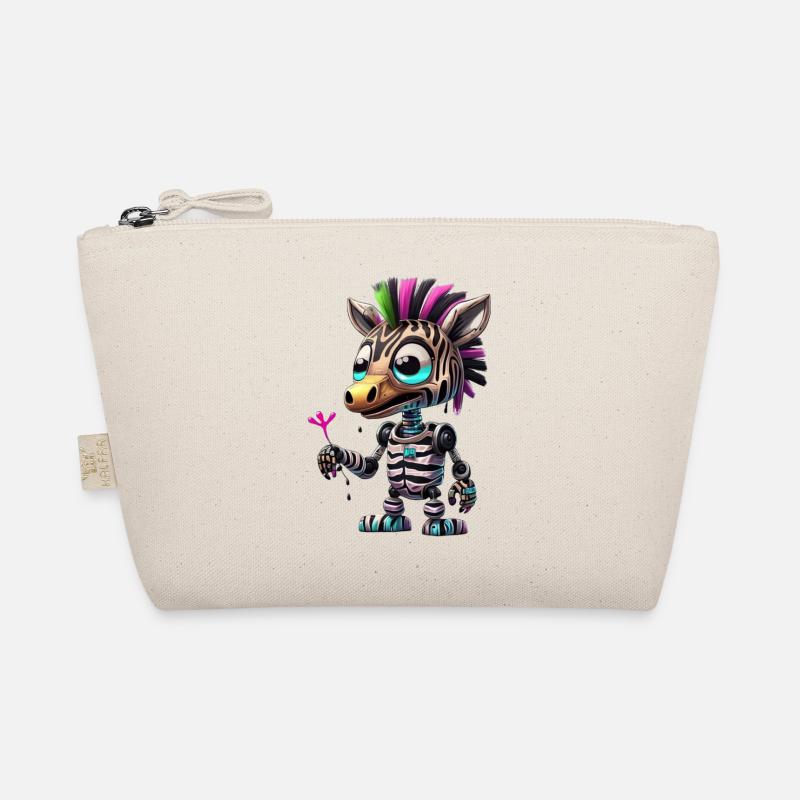 Zebra Roboter - Bio-Täschchen - Natur