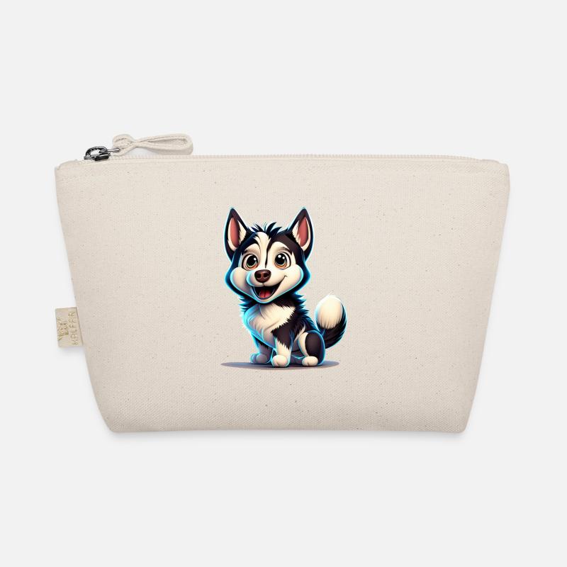Karikatur Husky - Bio-Täschchen - Natur