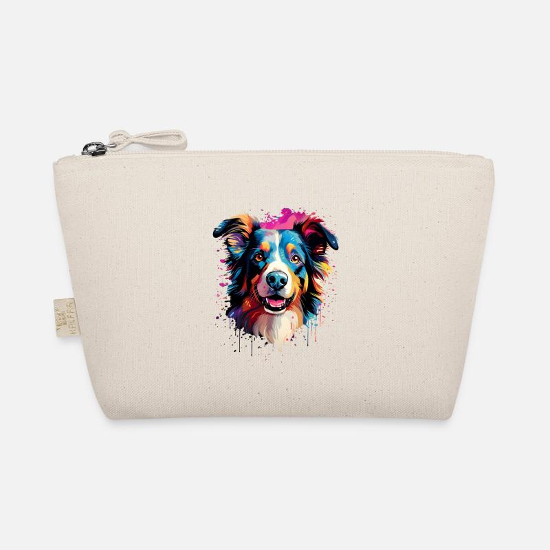 Border Collie Colorful - Bio-Täschchen - Natur