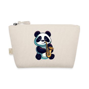 panda saxophone klassische musik jazz - Bio-Täschchen - Natur - Vorne