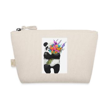 Panda mit Blumenstrauß - Bio-Täschchen - Natur - Vorne