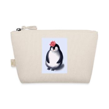 Pinguin mit niedlicher rosa Mütze - Bio-Täschchen - Natur - Vorne
