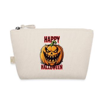 Spooky Halloween pumpkin with evil grin - Organic Pouch - nature - Front