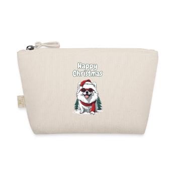 weisser Pomeranian Weihnachtsmotiv - Bio-Täschchen - Natur - Vorne