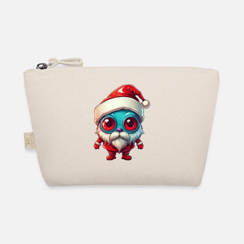 Weihnachtliches blaues Alien - Bio-Täschchen - Natur