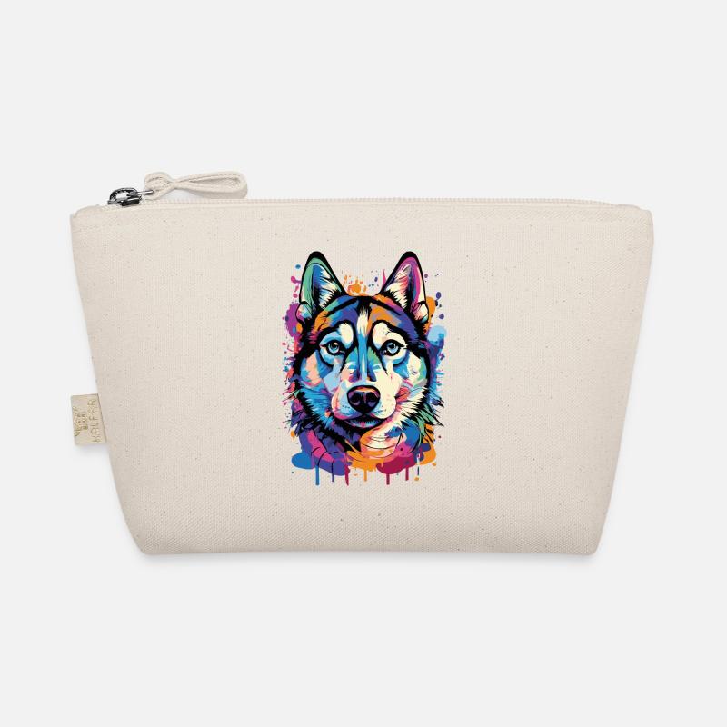 Husky Farbenfroh - Husky Hund - Bunter Husky Bio-Täschchen