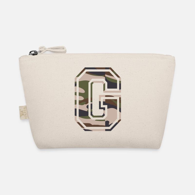 G, Monogramm, Camouflage Grün-Braun - Bio-Täschchen - Natur