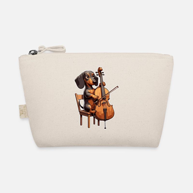 Cute Dachshund playing Cello Organic Pouch