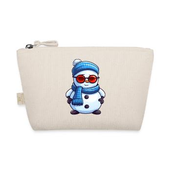 Cool Snowman with Sunglasses Winter Design - Organic Pouch - nature - Front