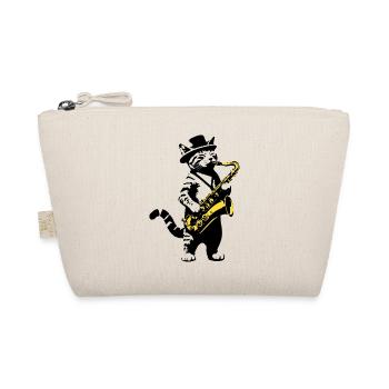 Cat Saxophone Music Street Art Stencils Style - Organic Pouch - nature - Front