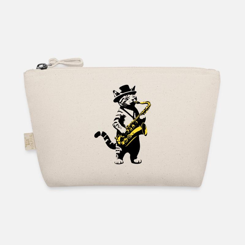 Cat Saxophone Music Street Art Stencils Style Organic Pouch