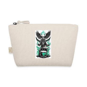 Skull Metal Drummer Green Flames - Bio-Täschchen - Natur - Vorne
