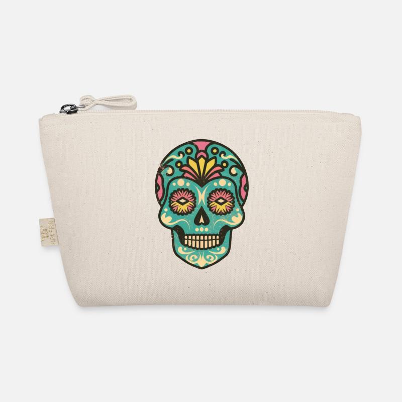 Retro Skull 4 - Organic Pouch - nature