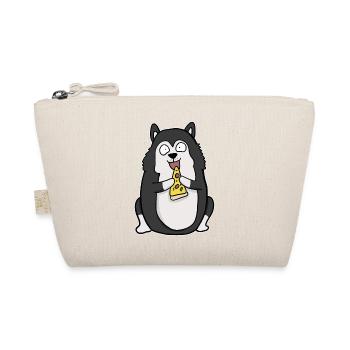 Fat Husky Dog Eating Pizza Funny Comic Style - Organic Pouch - nature - Front