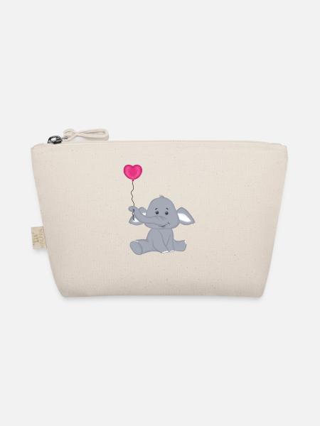 Baby Elefant mit Herz Luftbalon - Bio-Täschchen - Natur - Vorne