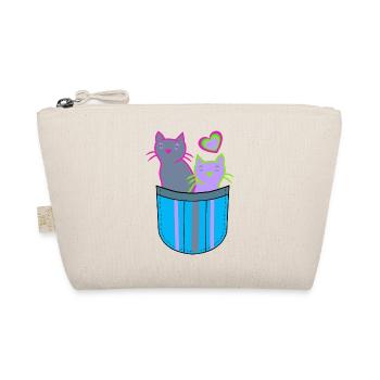 Retro Cats Bag Cats Kids 80's - Organic Pouch - nature - Front
