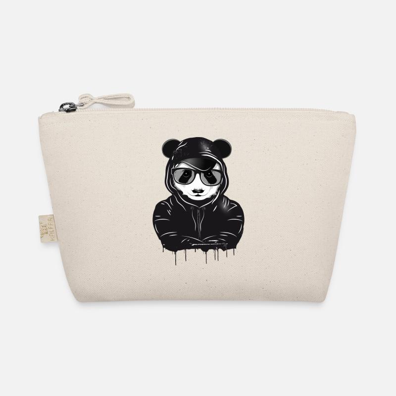 witziger Panda Bär mit Hoodie,Basecap und Brille Bio-Täschchen