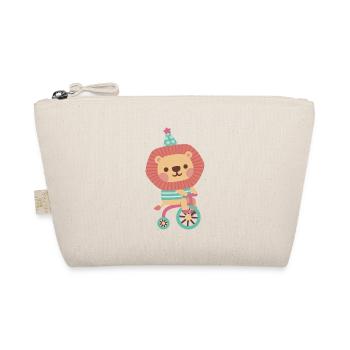 Cute Lion Cycling On Bicycle - Organic Pouch - nature - Front